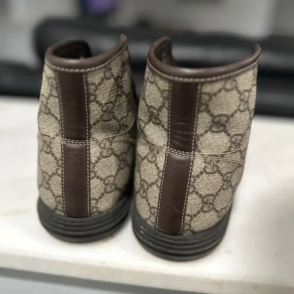 Gucci Brown/Grey GG Canvas High Top Sneakers Size 40 - Picture 5 of 9